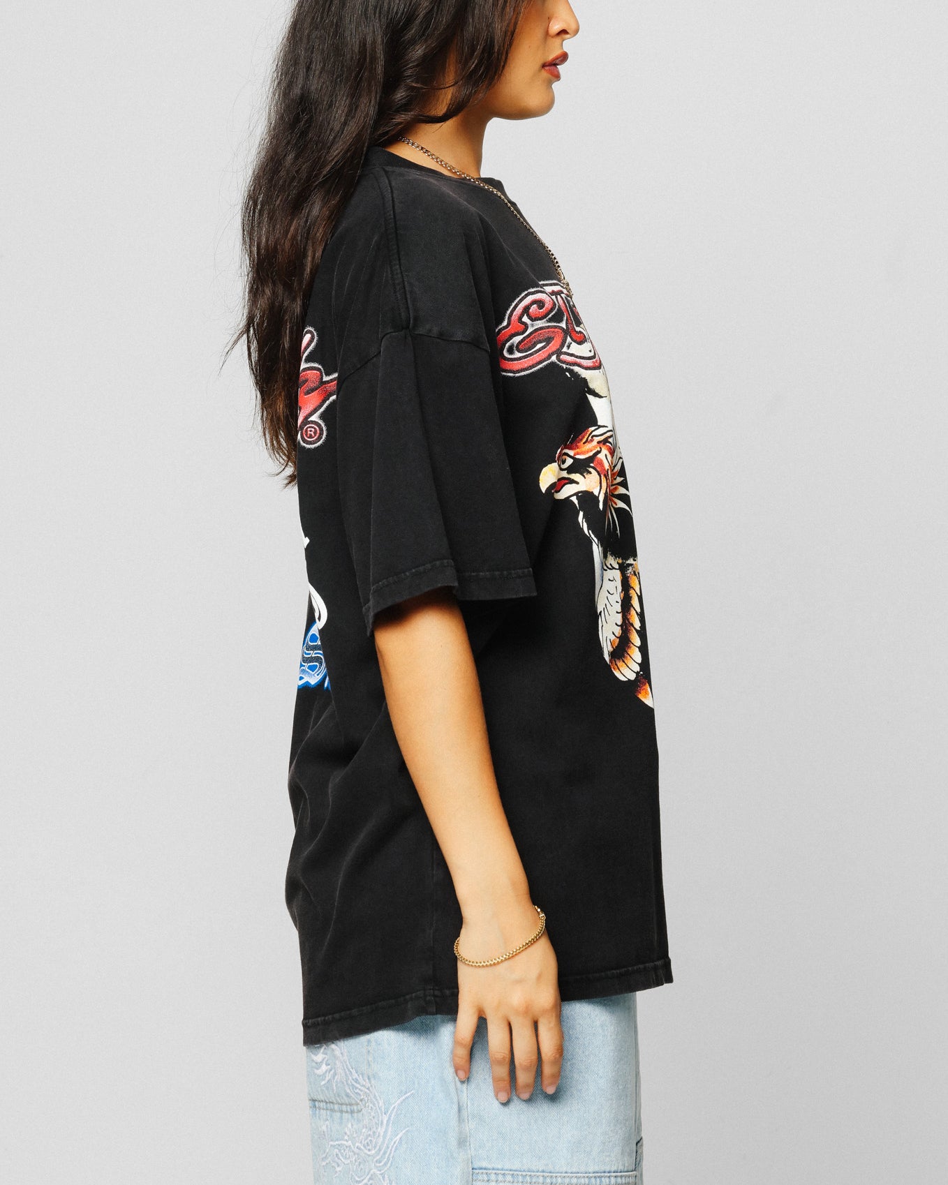 Ed Hardy Motor Cycle Club T-Shirt Black Acidwash