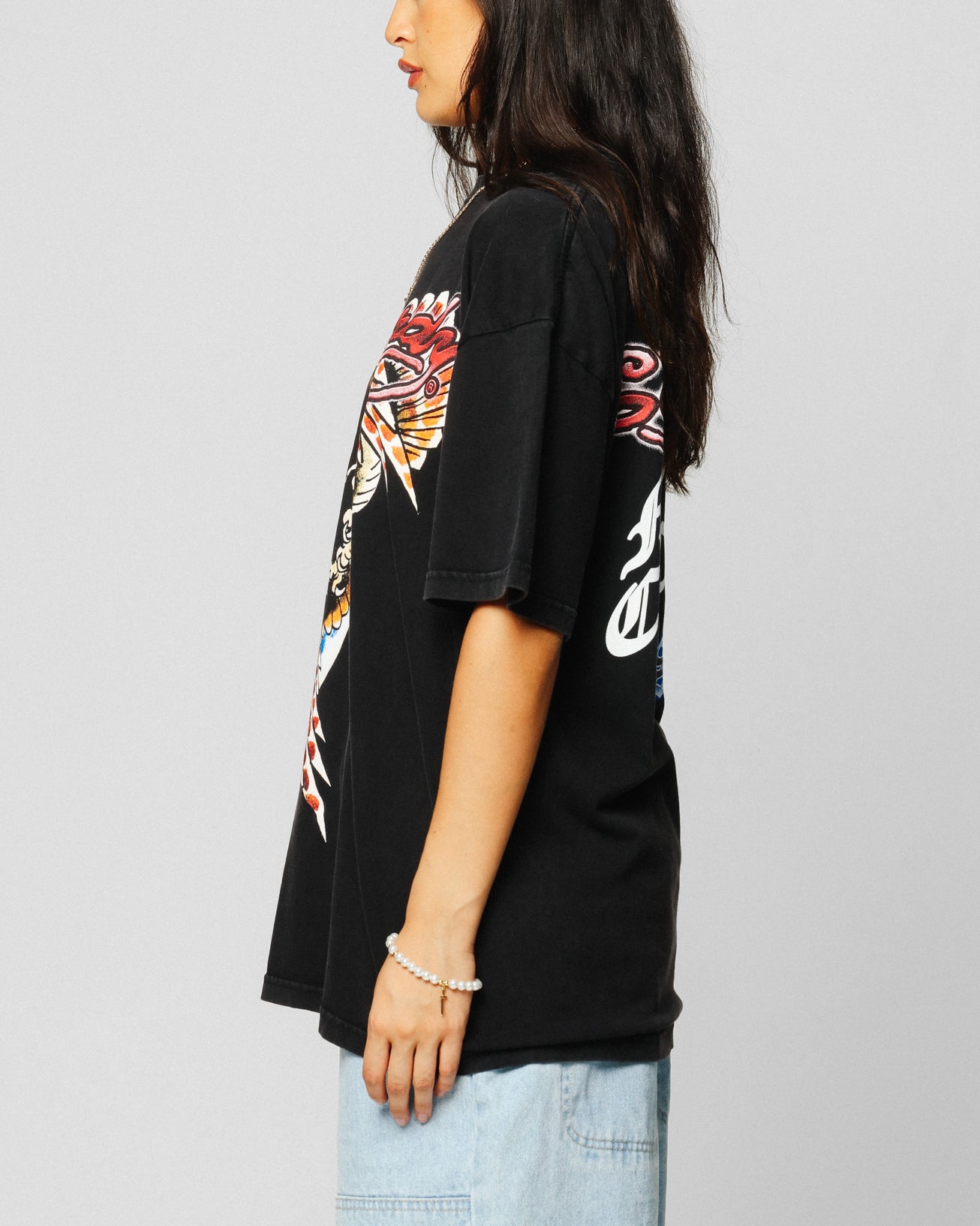 Ed Hardy Motor Cycle Club T-Shirt Black Acidwash