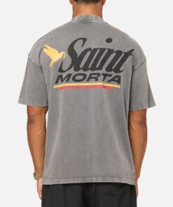 Saint Morta Adrenaline Mock Neck T-Shirt Washed Charcoal