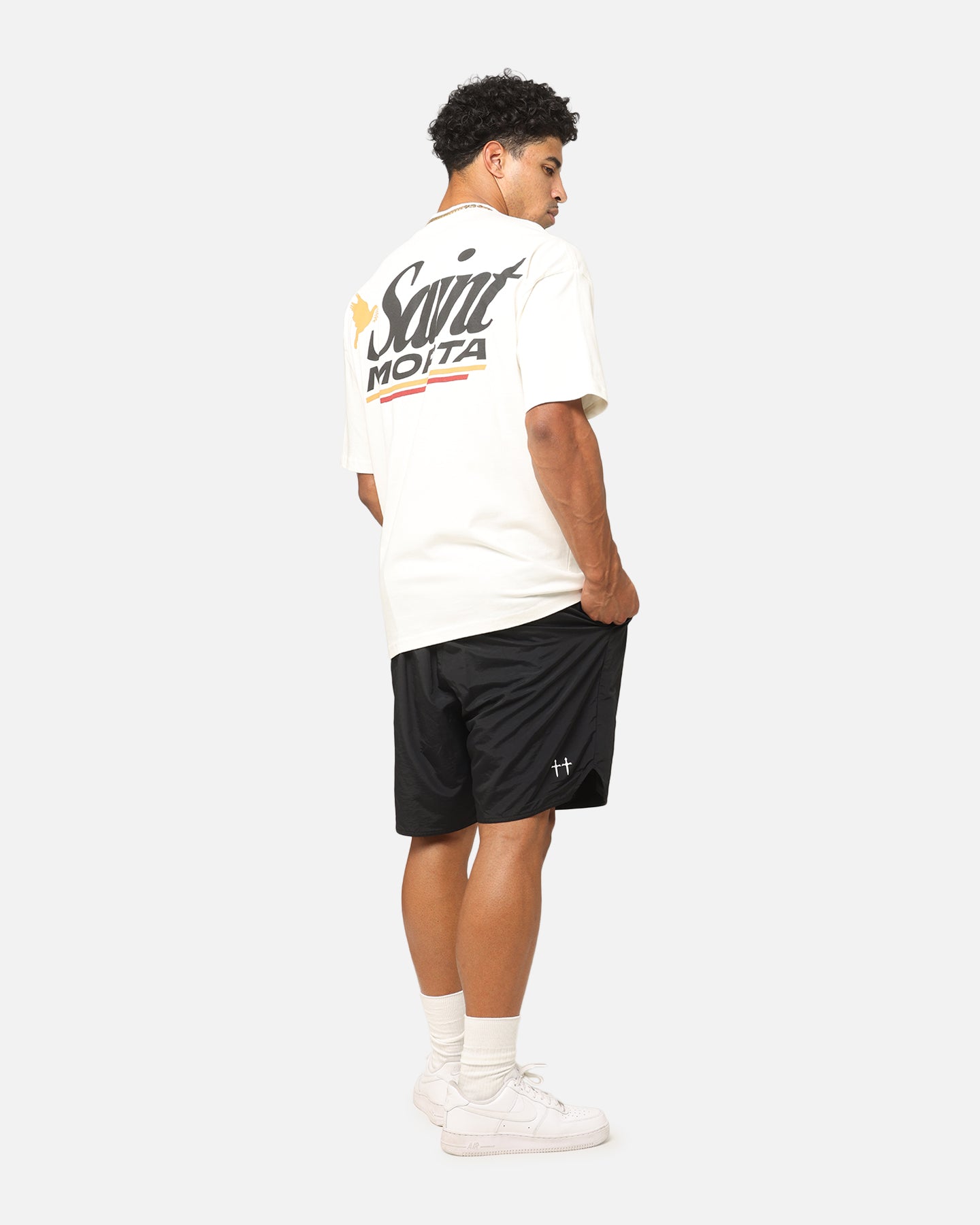 Saint Morta Adrenaline Mock Neck T-Shirt Off White
