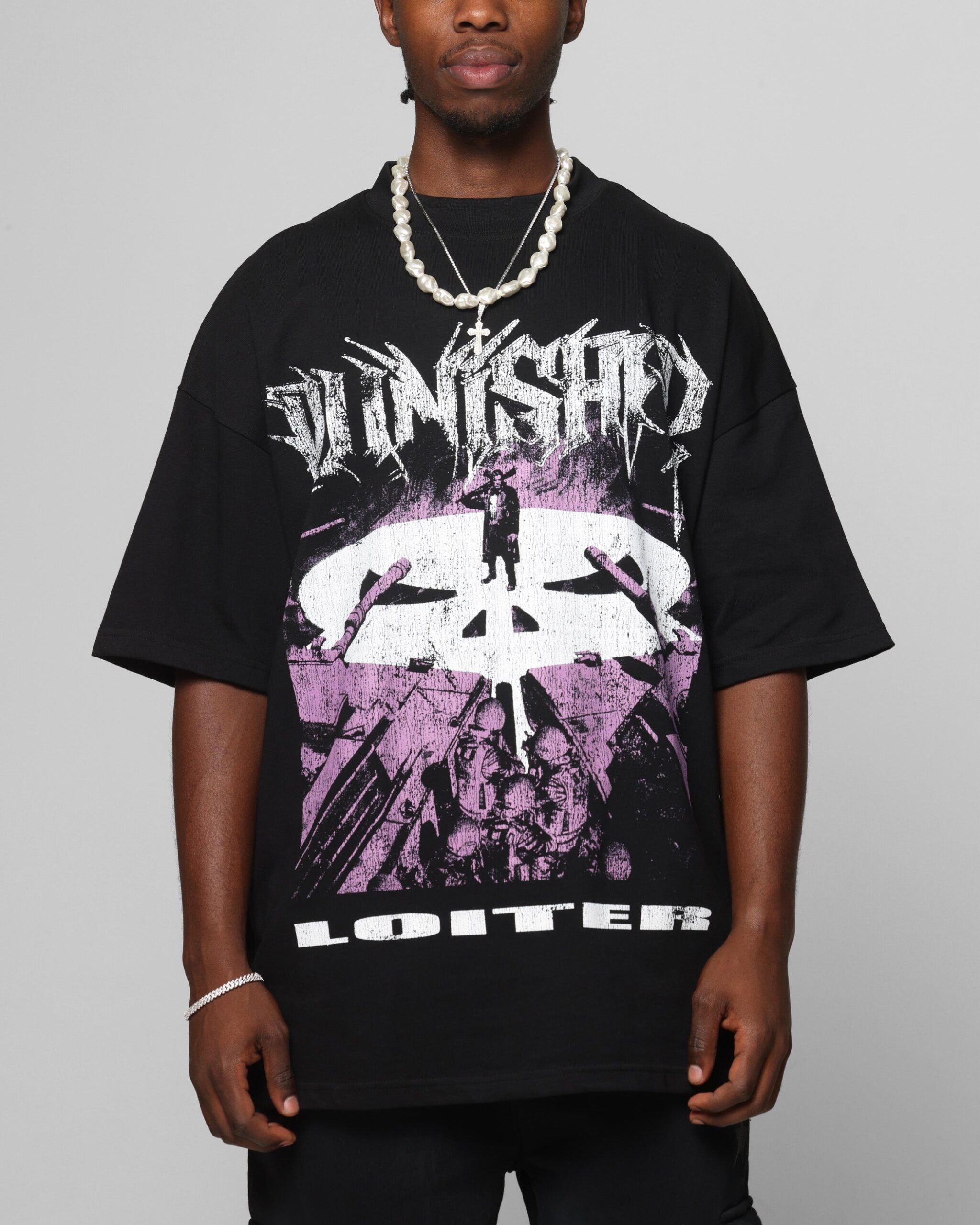 Loiter Marvel The Punisher Mock Neck T-Shirt Black
