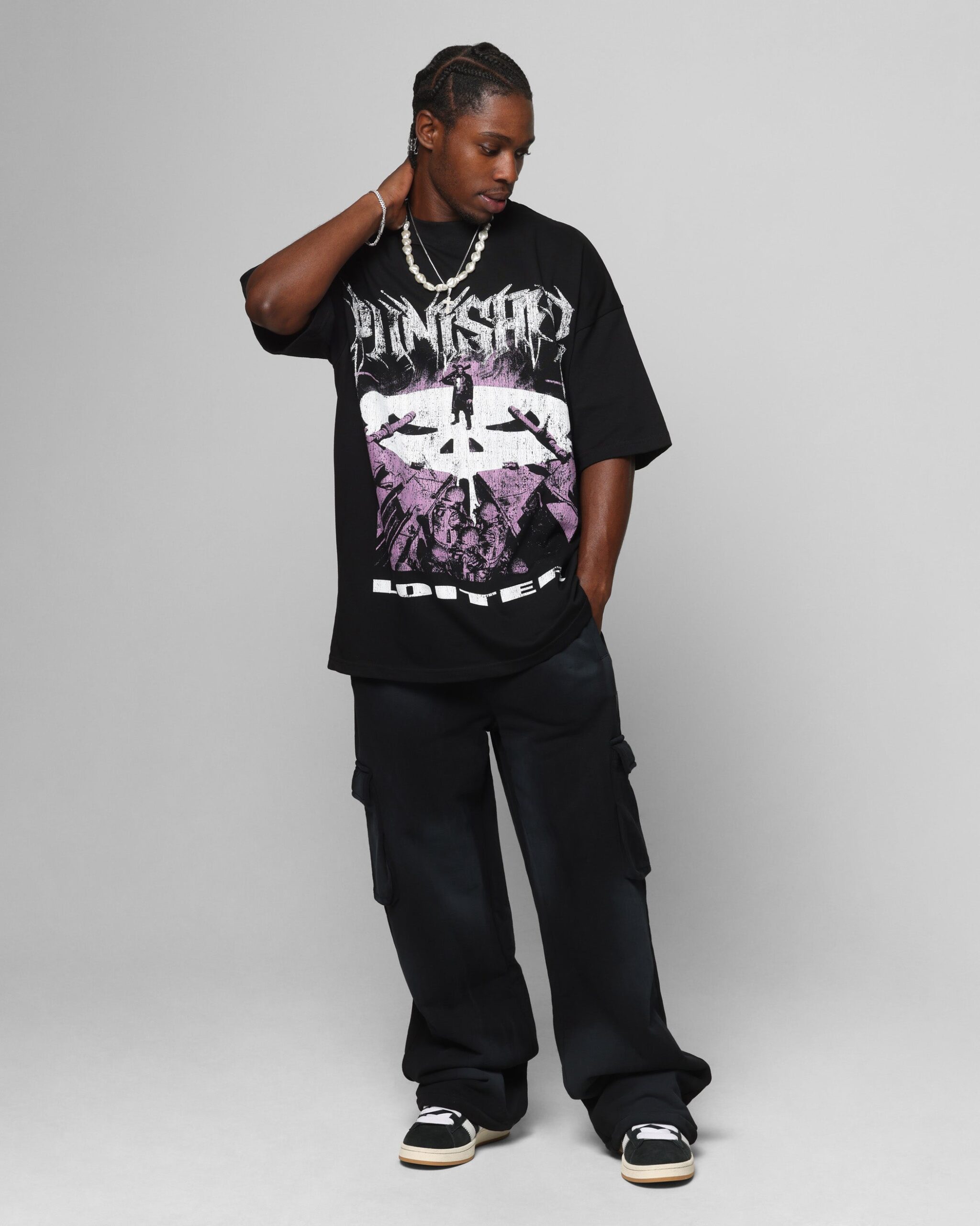 Loiter Marvel The Punisher Mock Neck T-Shirt Black
