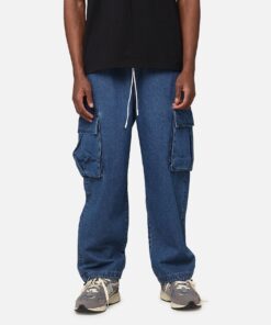 Carre Denim Superior Cargo Joggers Mid Blue Denim