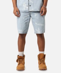 Playboy Carpenter Print Shorts Light Indigo