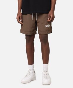 Saint Morta Gothic Nylon Shorts Chocolate