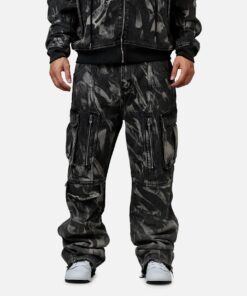 MNML Ultra Baggy Rip Denim Cargo Pant Black