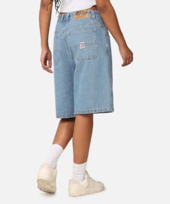 S Double Denim Standard Shorts Mid Blue
