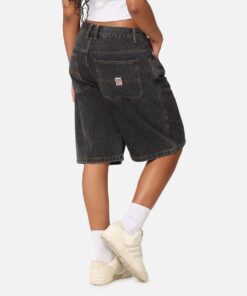 S Double Denim Standard Shorts Washed Black