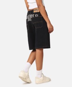 S Double Print Denim Standard Shorts Black