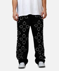 MNML Ultra Baggy Jewel Applique Pants Black