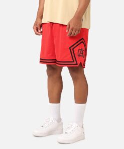 Carre Fold Mesh Basketball Shorts Red/Black