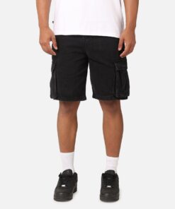 Saint Morta Denim Cargo Shorts Washed Black