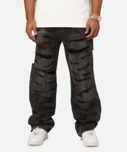 MNML Ultra Baggy Thrashed Denim Jeans Black