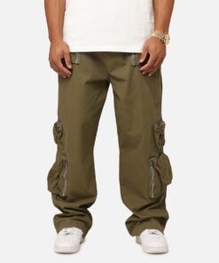 MNML Ultra Baggy Tactical Cargo Pants Olive