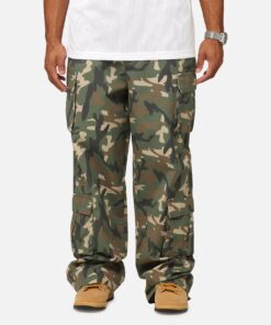 Carre Tactical Baggy Cargo Pants Woodland Camo