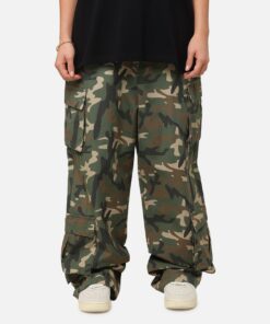 Carre Tactical Baggy Cargo Pants Woodland Camo