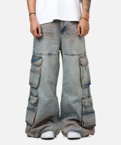 MNML Dune Double Cargo Denim Pants Blue/Red