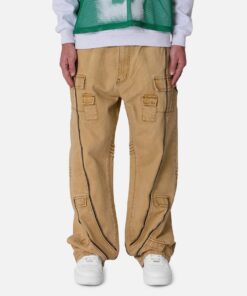 MNML Ultra Baggy Grid Lock Denim Pants Brown