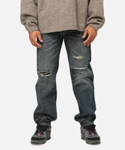 MNML V726 Distressed Baggy Denim Jeans Blue