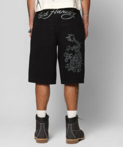 Ed Hardy Dragon Jorts Black