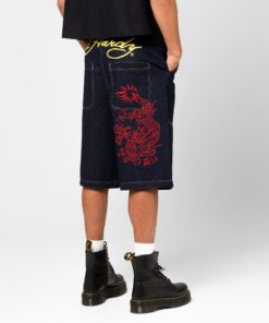 Ed Hardy Dragon Jorts Indigo