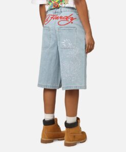 Ed Hardy Dragon Jorts Light Blue