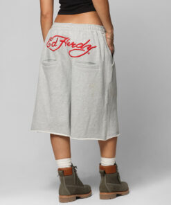 Ed Hardy Baggy Fleece Shorts Grey Marle