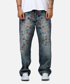 MNML Ultra Baggy Star Denim Jeans Vintage Blue