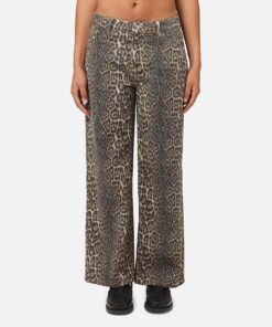 XXIII Women's Leopard Wide Leg Jeans Leopard
