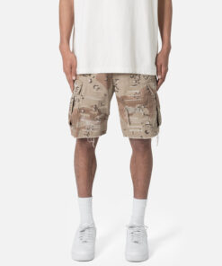 MNML Distressed Cargo Shorts Desert Camo