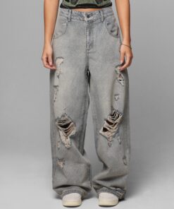 Loiter Star Layered Distressed Jeans Washed Blue
