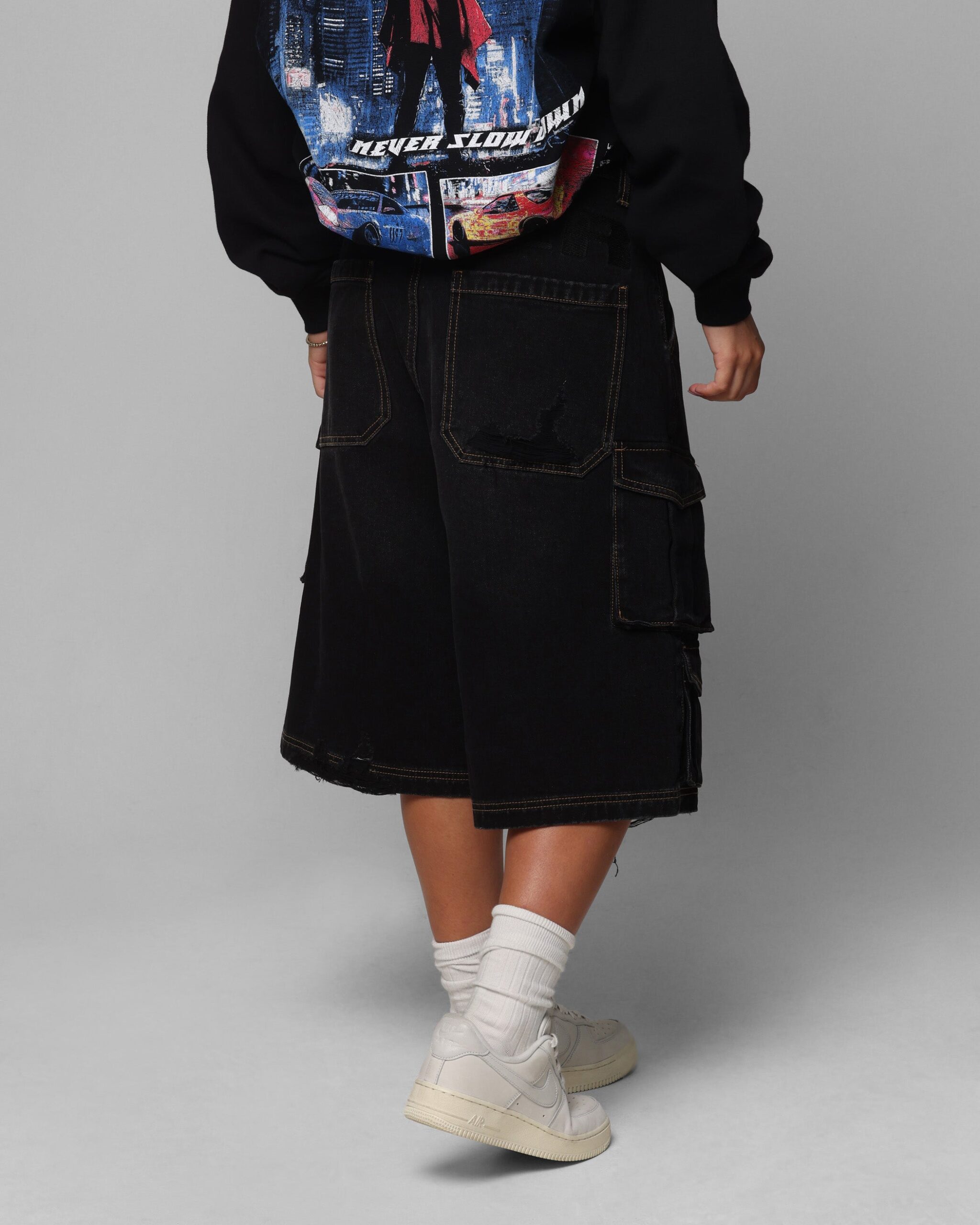 Loiter Collateral Cargo Shorts Black Wash