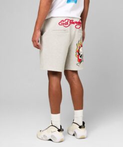 Ed Hardy Skull Fleece Shorts Grey Marle