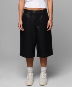 Loiter Collateral PU Leather Jorts Black