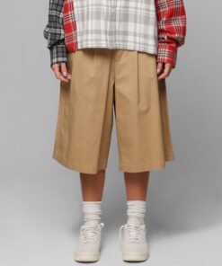 Loiter Wide Leg Chino Shorts Tan