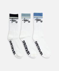 S Double Stripe Shawn Script Crew Socks 3 Pack Multi