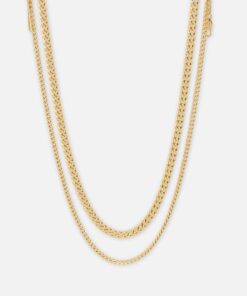 Saint Morta Duo Cuban Chain Set Gold