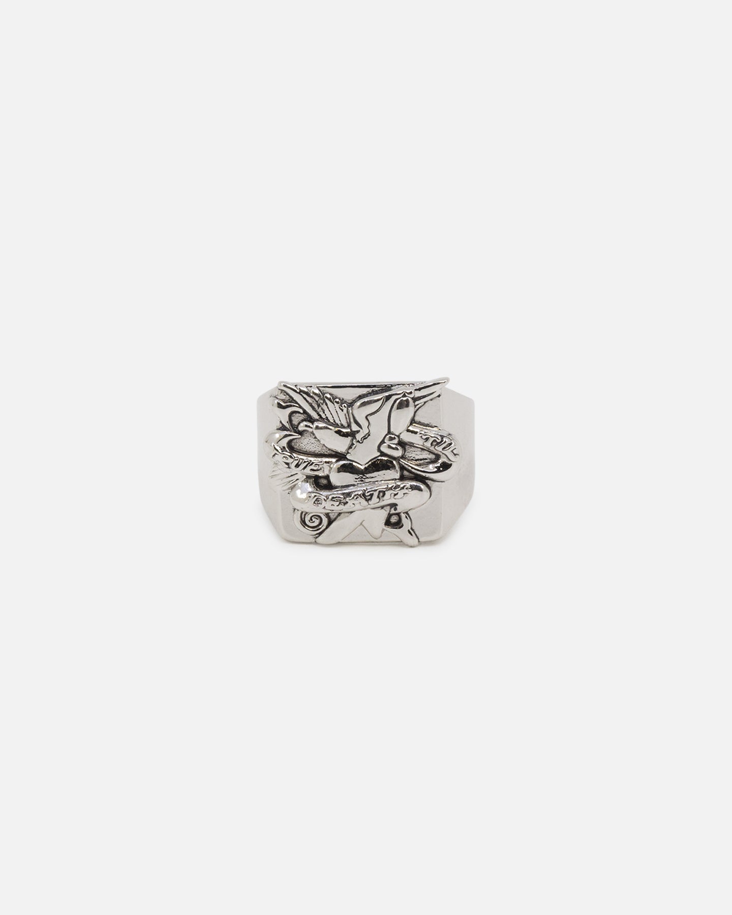 Ed Hardy Heart & Dagger Ring Silver