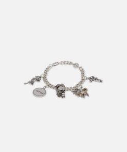 Ed Hardy Multi Charm Cuban Chain Bracelet Silver