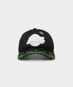 New Era Los Angeles Lakers 'Glow In The Dark' 9FORTY A-Frame Trucker Snapback Black/Neon Green