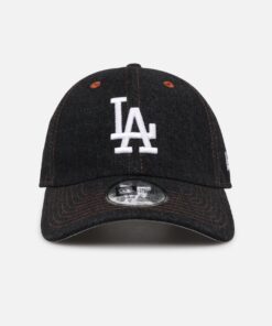 New Era Los Angeles Dodgers "Black Denim" Classic Casual Strapback Black Denim/Rust Contrast