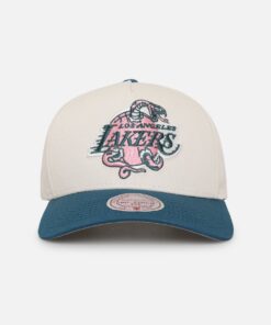 Mitchell & Ness Los Angeles Lakers 'Deep Emerald' Pro Pinch Snapback Off White/Green
