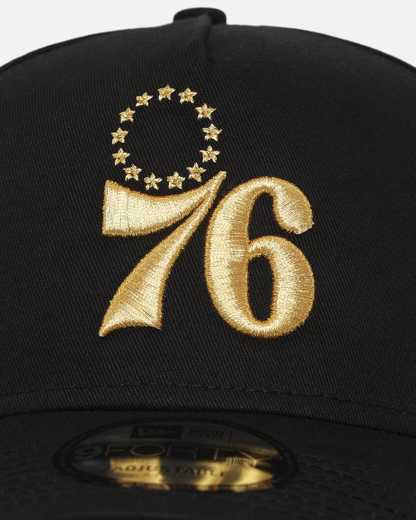 New Era Philadelphia 76ers 'NBA Black & Gold Embroidery' 9FORTY A-Frame Snapback Black/Gold