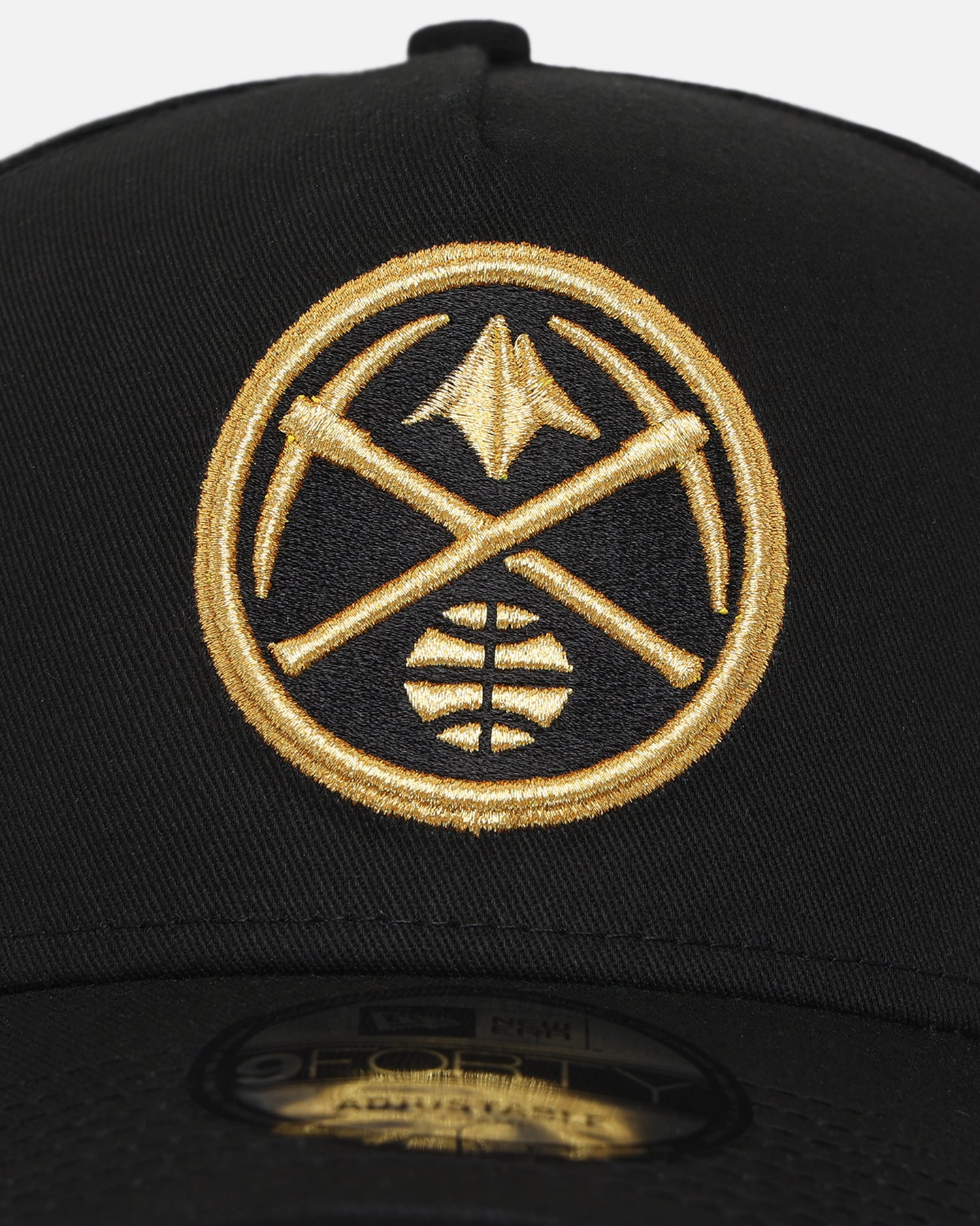 New Era Denver Nuggets 'NBA Black & Gold Embroidery' 9FORTY A-Frame Snapback Black/Gold
