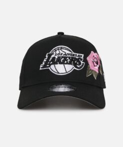 New Era Los Angeles Lakers 'Rose Embroidery' 9FORTY A-Frame Snapback Black/Pink