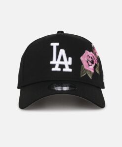 New Era Los Angeles Dodgers 'Rose Embroidery' 9FORTY A-Frame Snapback Black/Pink