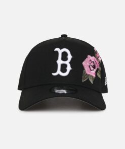 New Era Boston Red Sox 'Rose Embroidery' 9FORTY A-Frame Snapback Black/Pink
