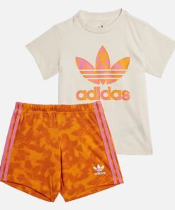 Adidas Infants' Summer Allover Print Shorts and T-Shirt Set Wonder White/Pink