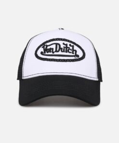 Von Dutch Unisex Trucker Snapback Hat Black/White