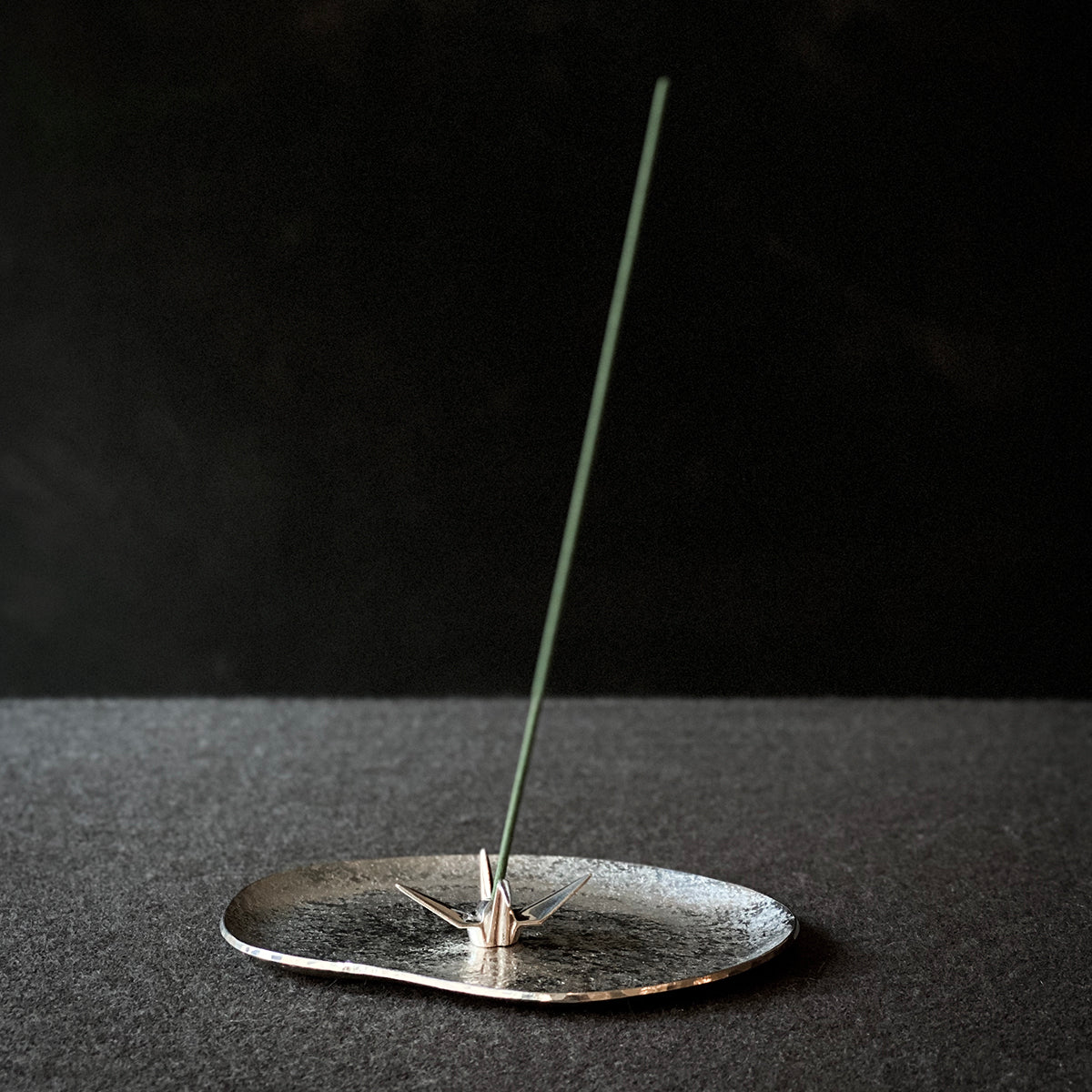 Silver Folded Crane Incense Stand